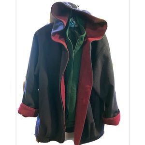 Karizma colorful WOOL jacket hooded Coat red green blue womens 16 zip button 90s